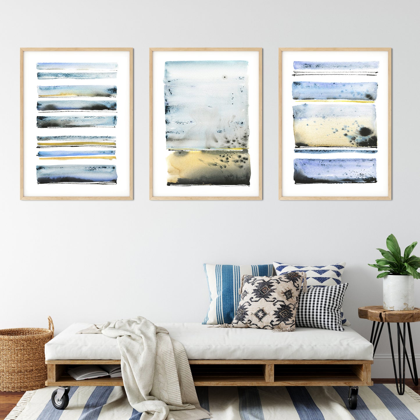 Abstract Beach Set of 3 Prints, Ocean Gallery Wall Art, Sea Poster, Coastal House Decor, Contemporary Minimalist Art