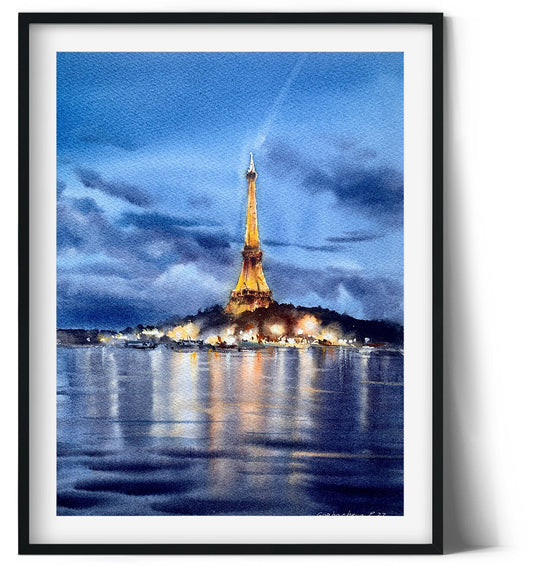Eiffel Tower Small Painting Original, Paris Watercolor Artwork, French Cityscape Art, Gift For Her, France, Architecture