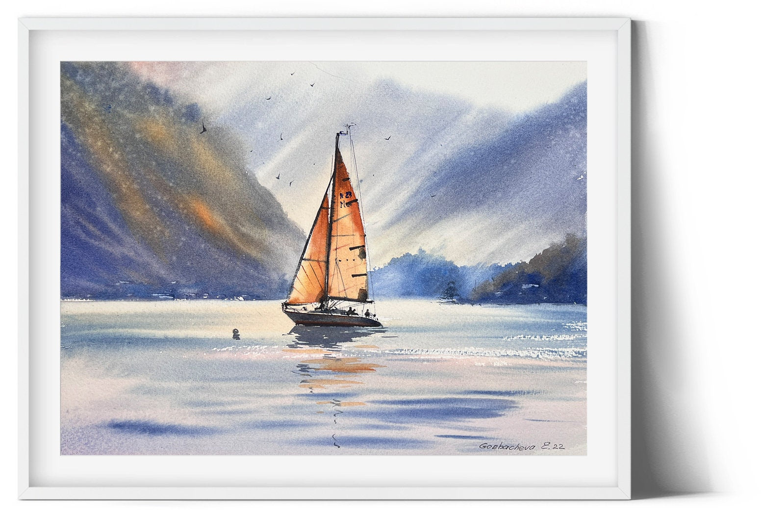 Morning Departure, Giclee Limited Edition Archival Print of original watercolor painting, Nautical Art, Sailboat Art, 2024 Boy Scout Sea Base Art