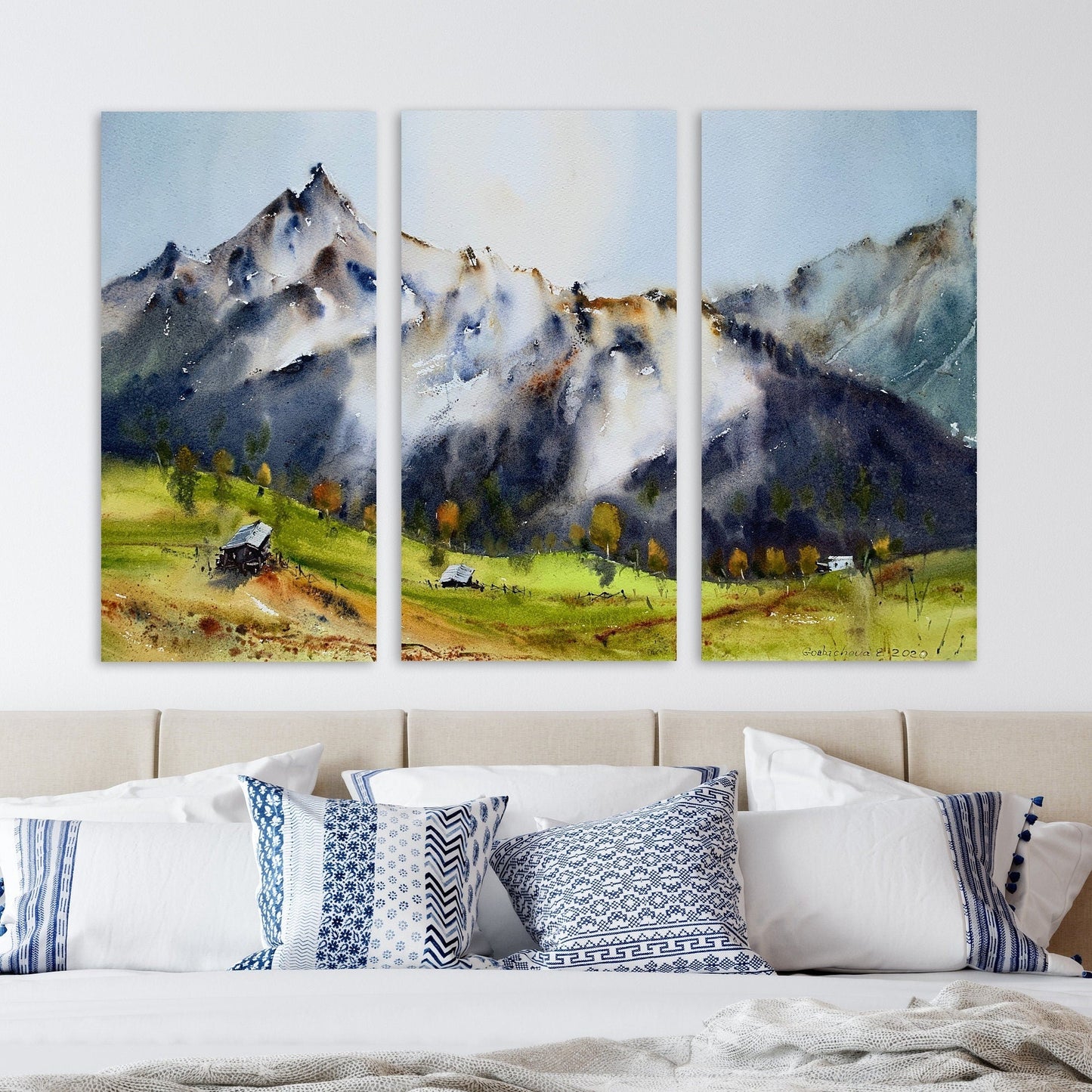 3 Panels Mountain Wall Art, Canvas Split, Modern Home Artwork Decoration for Living Room