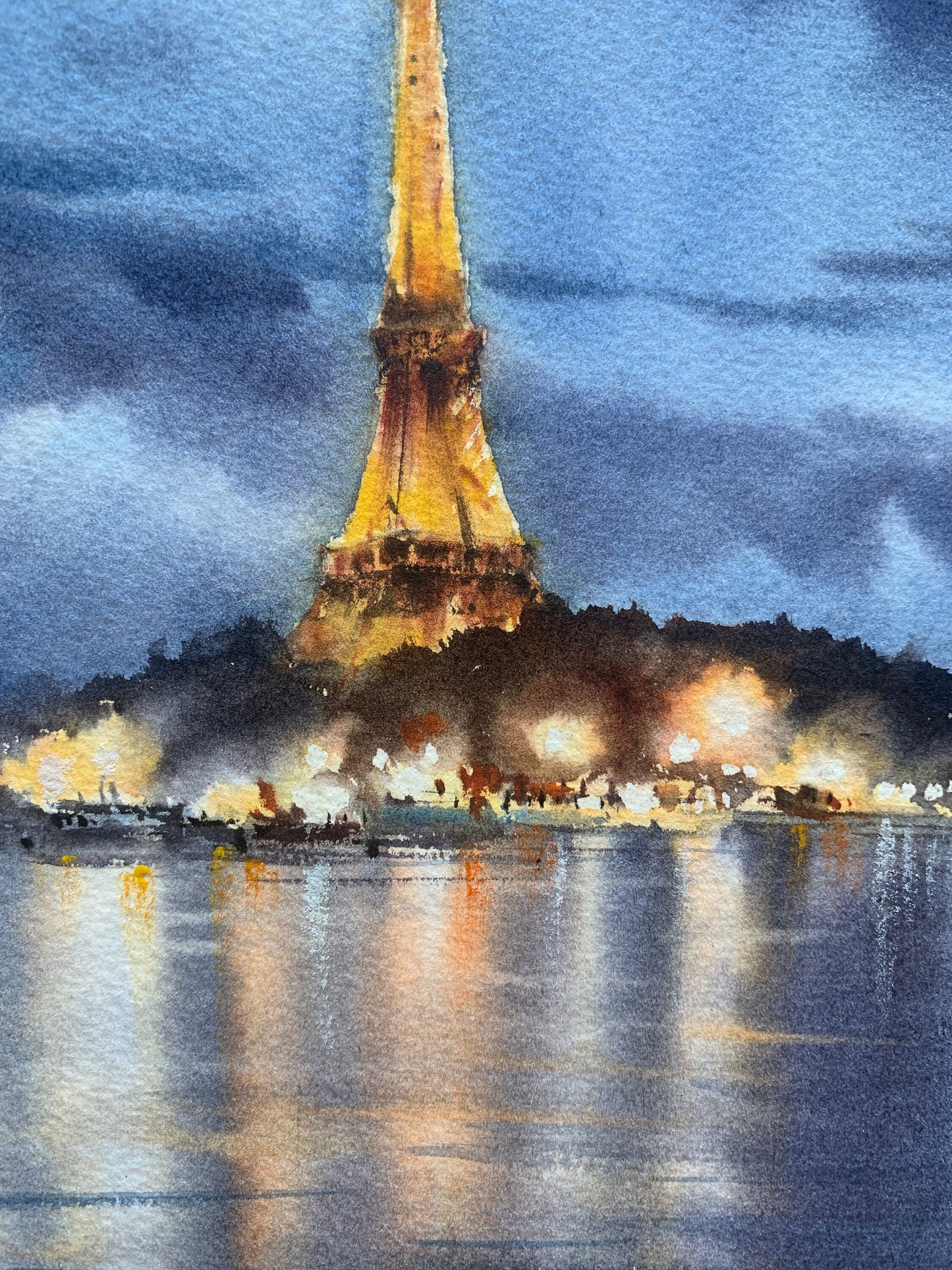 Eiffel Tower Small Painting Original, Paris Watercolor Artwork, French Cityscape Art, Gift For Her, France, Architecture