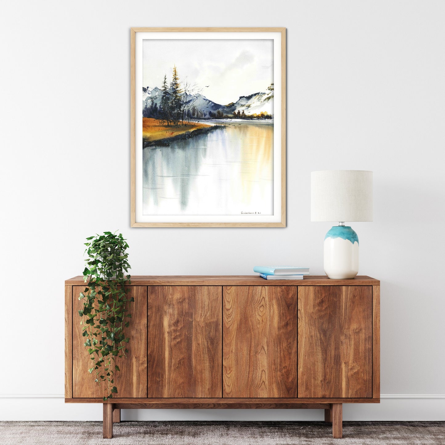 Mountain Art Print, Modern Home Decor, Landscape Wall Art, Watercolor Mountain Artwork, Pine Tree Forest Prints