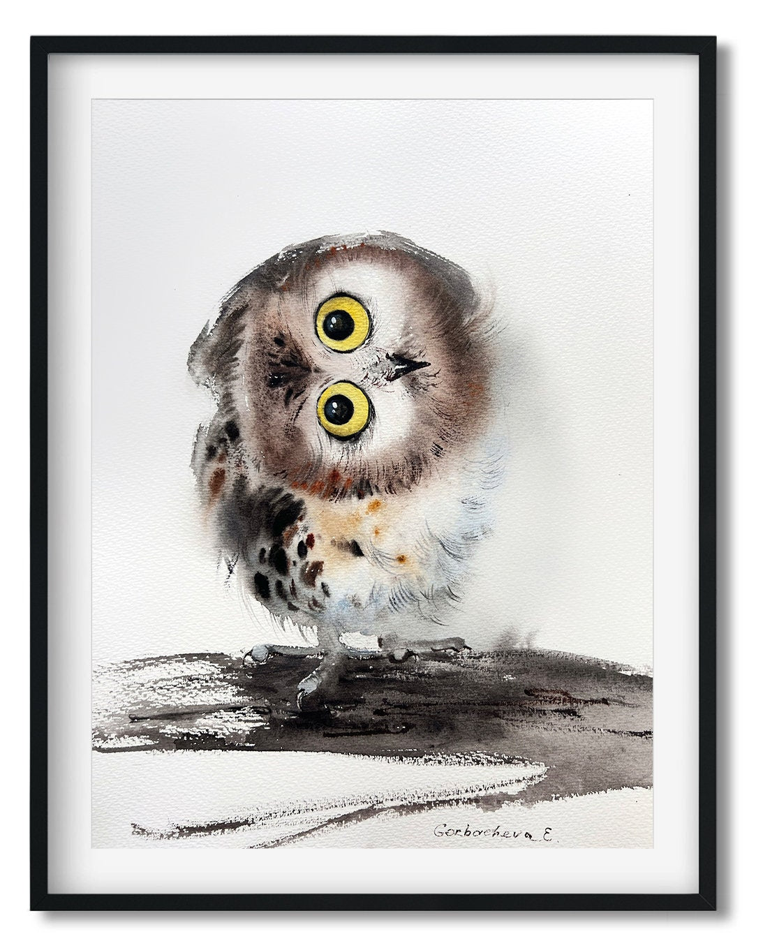 Watercolor Owl Painting, Original Art, Owl Kids Art, Girl Room Decor, Woodland Wall Art, Gift For Mom