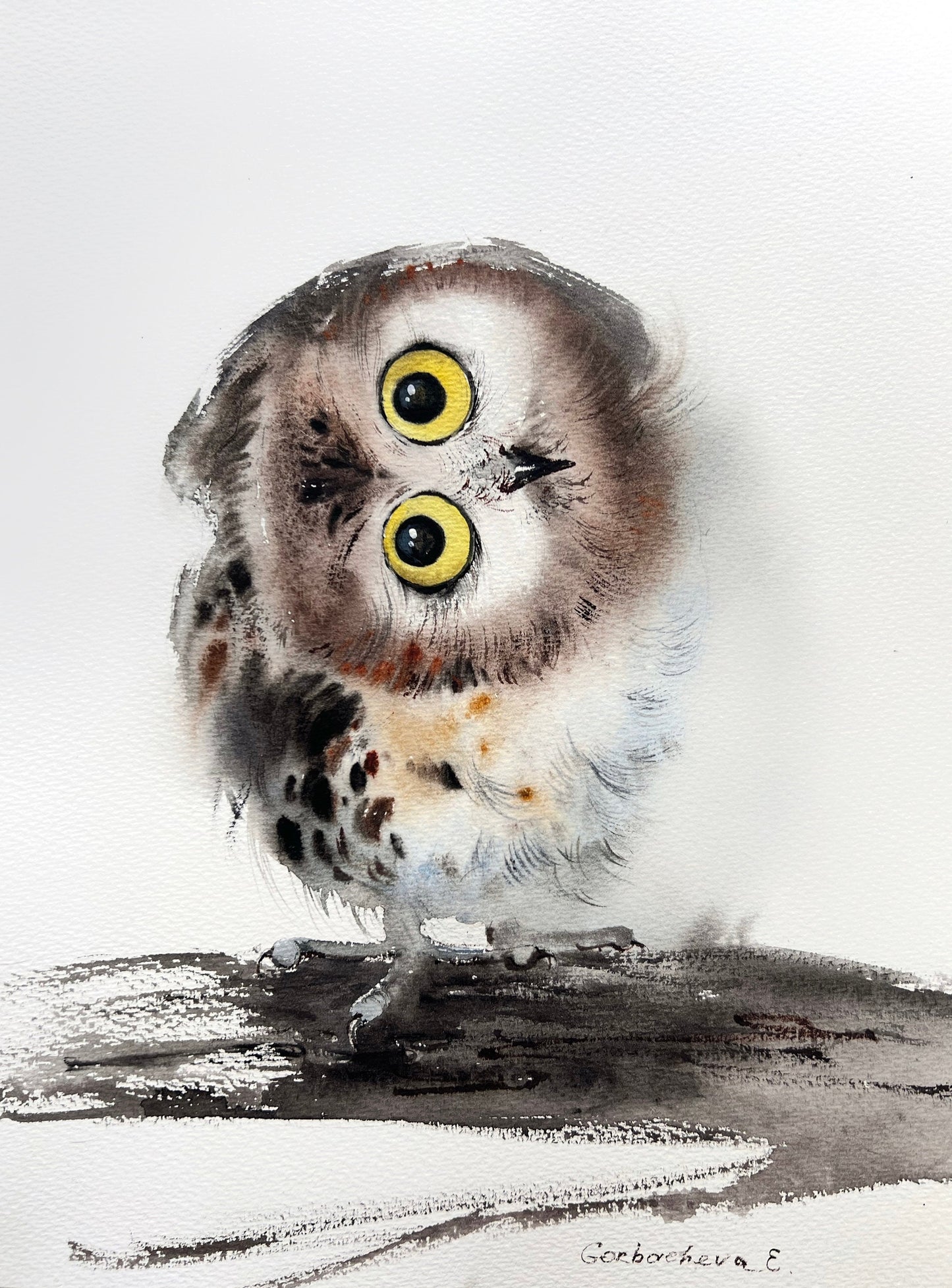 Watercolor Owl Painting, Original Art, Owl Kids Art, Girl Room Decor, Woodland Wall Art, Gift For Mom