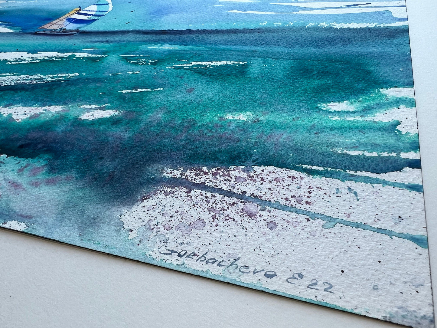 Watercolor Sailboat Painting Original, Yacht Artwork, Seascape Art, Coastal Wall Art, Gift for Sea Lover